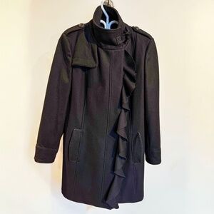 TAHARI Ruffle Wool Short Coat